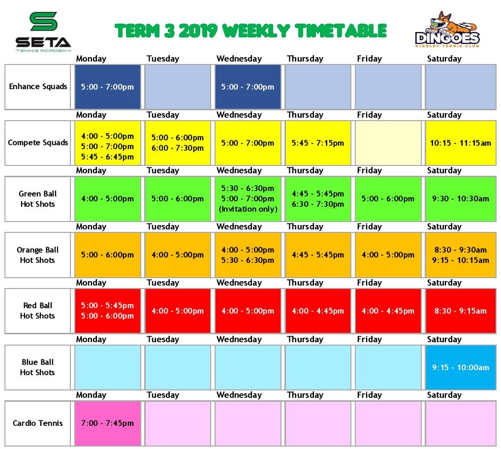 Term 3 calendar and timetables SET Academy